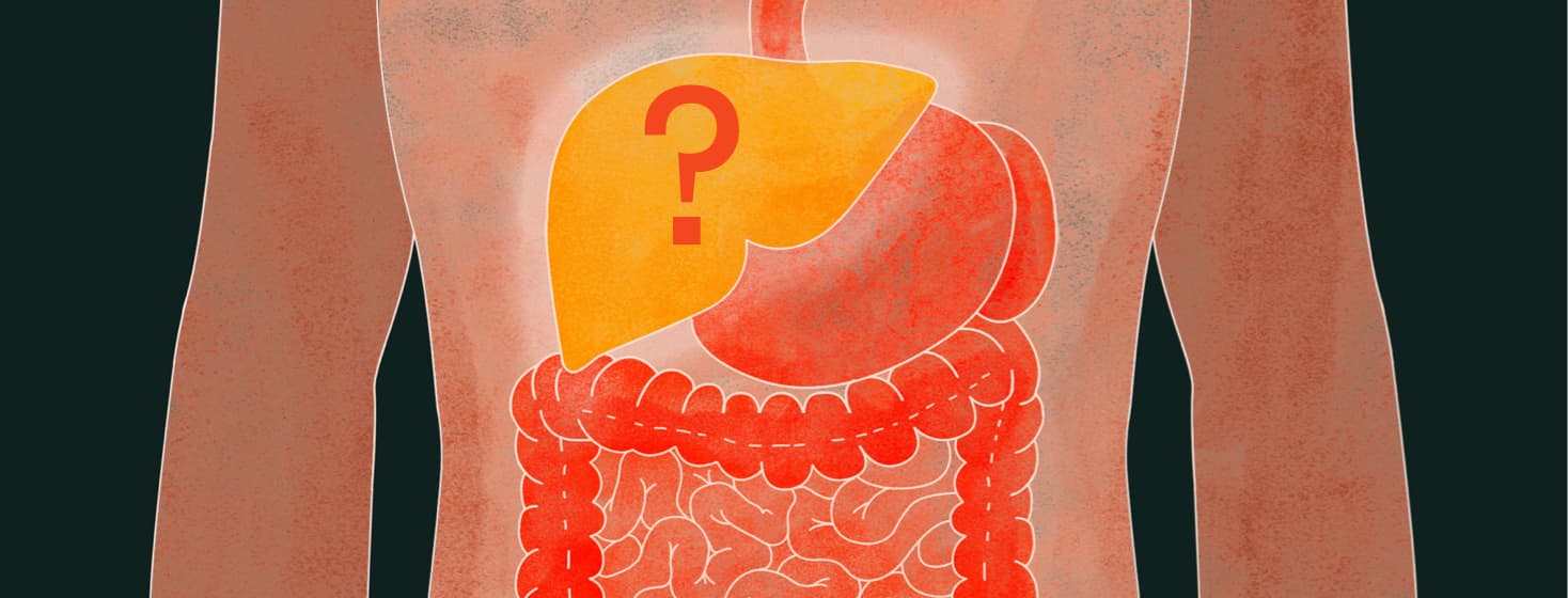 a torso showing a liver with a question mark indicating unknown cancer status